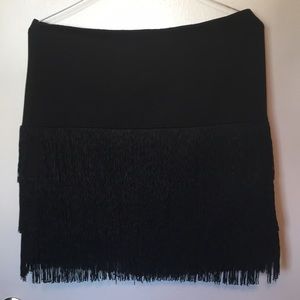 Ann Taylor back zip tiered tassel skirt